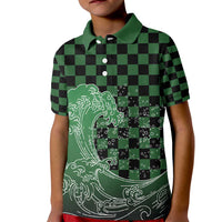 Japanese Asanoha Pattern Kid Polo Shirt Water Breathing Slayer Dragon - Polynesian Pride