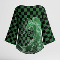 Japanese Asanoha Pattern Kimono Sleeve Blouse Water Breathing Slayer Dragon - Polynesian Pride