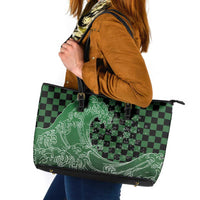 Japanese Asanoha Pattern Leather Tote Bag Water Breathing Slayer Dragon - Polynesian Pride