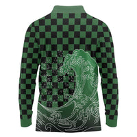 Japanese Asanoha Pattern Long Sleeve Polo Shirt Water Breathing Slayer Dragon - Polynesian Pride