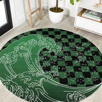 Japanese Asanoha Pattern Round Carpet Water Breathing Slayer Dragon - Polynesian Pride