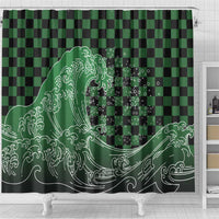 Japanese Asanoha Pattern Shower Curtain Water Breathing Slayer Dragon - Polynesian Pride