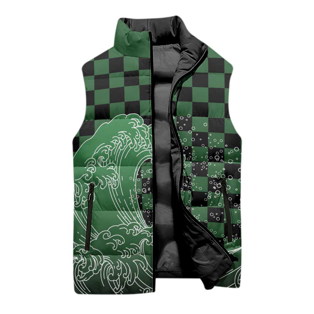 Japanese Asanoha Pattern Sleeveless Puffer Jacket Water Breathing Slayer Dragon LT9 - Polynesian Pride