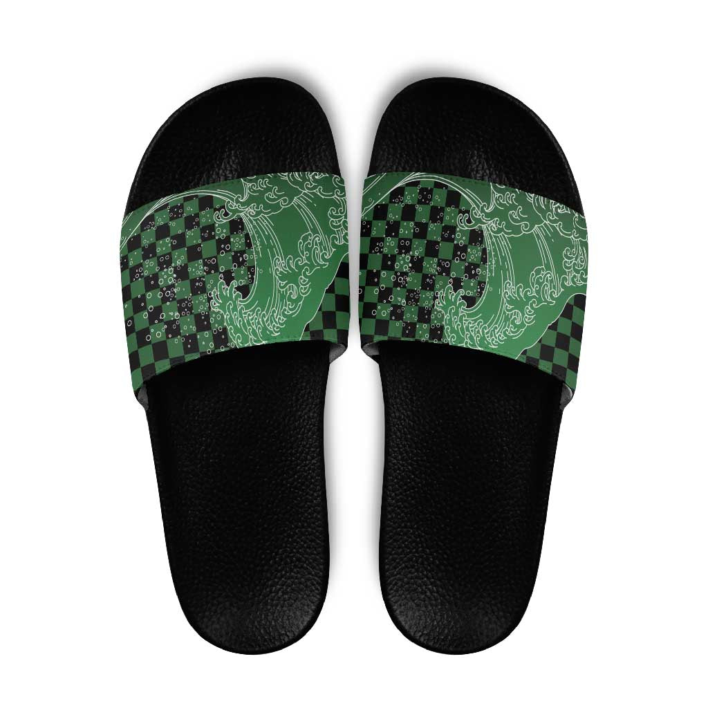 Japanese Asanoha Pattern Slide Sandals Water Breathing Slayer Dragon - Polynesian Pride