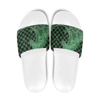 Japanese Asanoha Pattern Slide Sandals Water Breathing Slayer Dragon LT9 Green - Polynesian Pride
