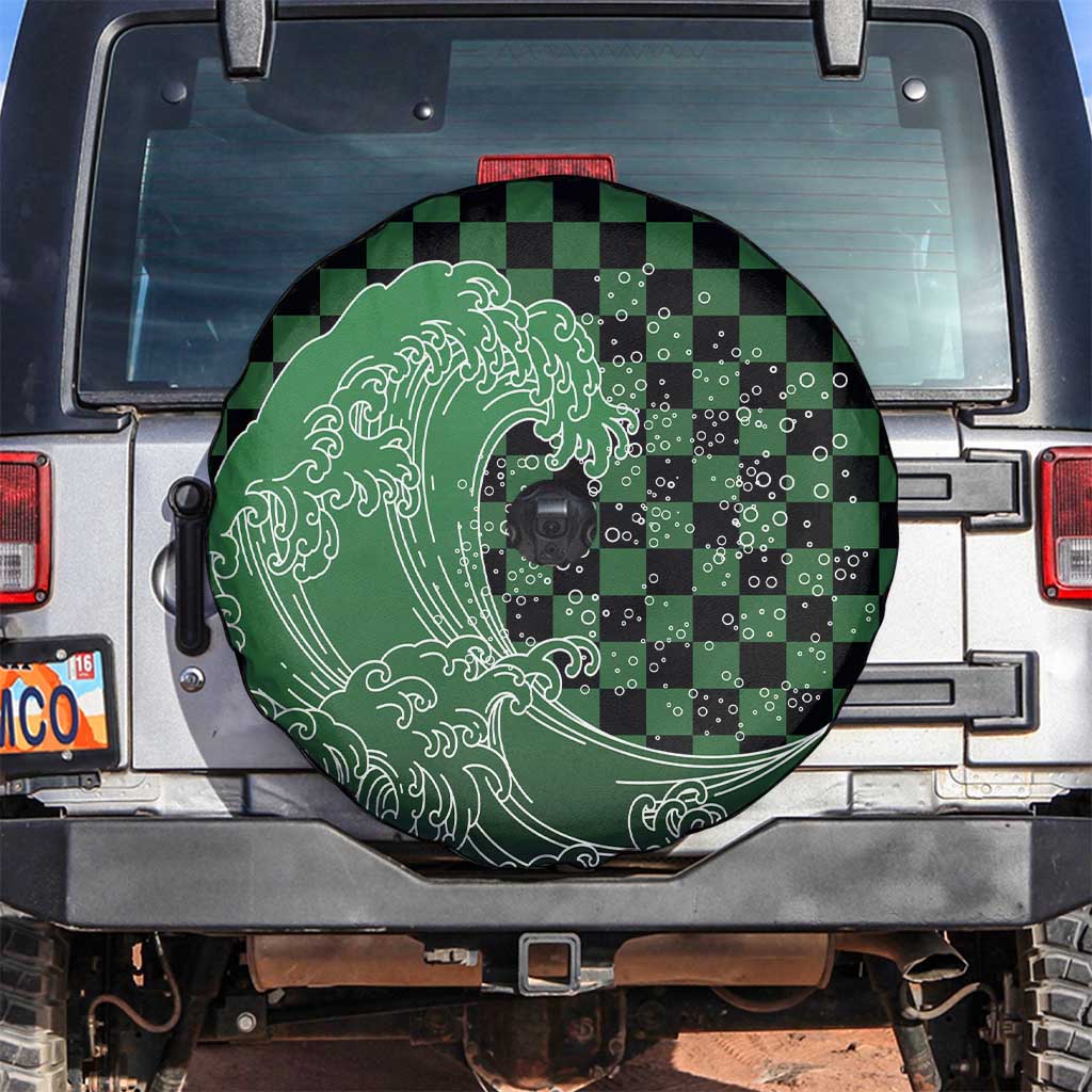 Japanese Asanoha Pattern Spare Tire Cover Water Breathing Slayer Dragon LT9 Green - Polynesian Pride