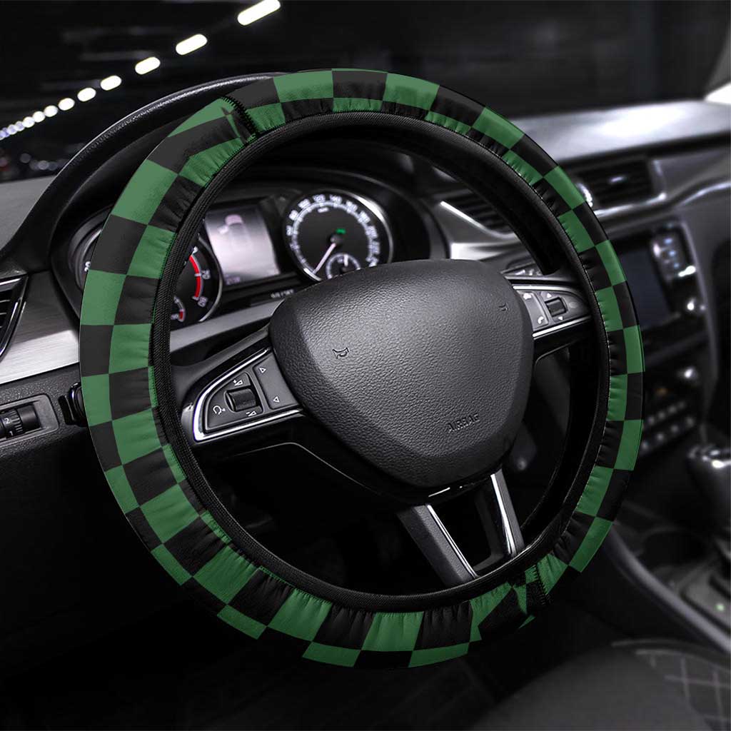 Japanese Asanoha Pattern Steering Wheel Cover Water Breathing Slayer Dragon LT9 Universal Fit Green - Polynesian Pride