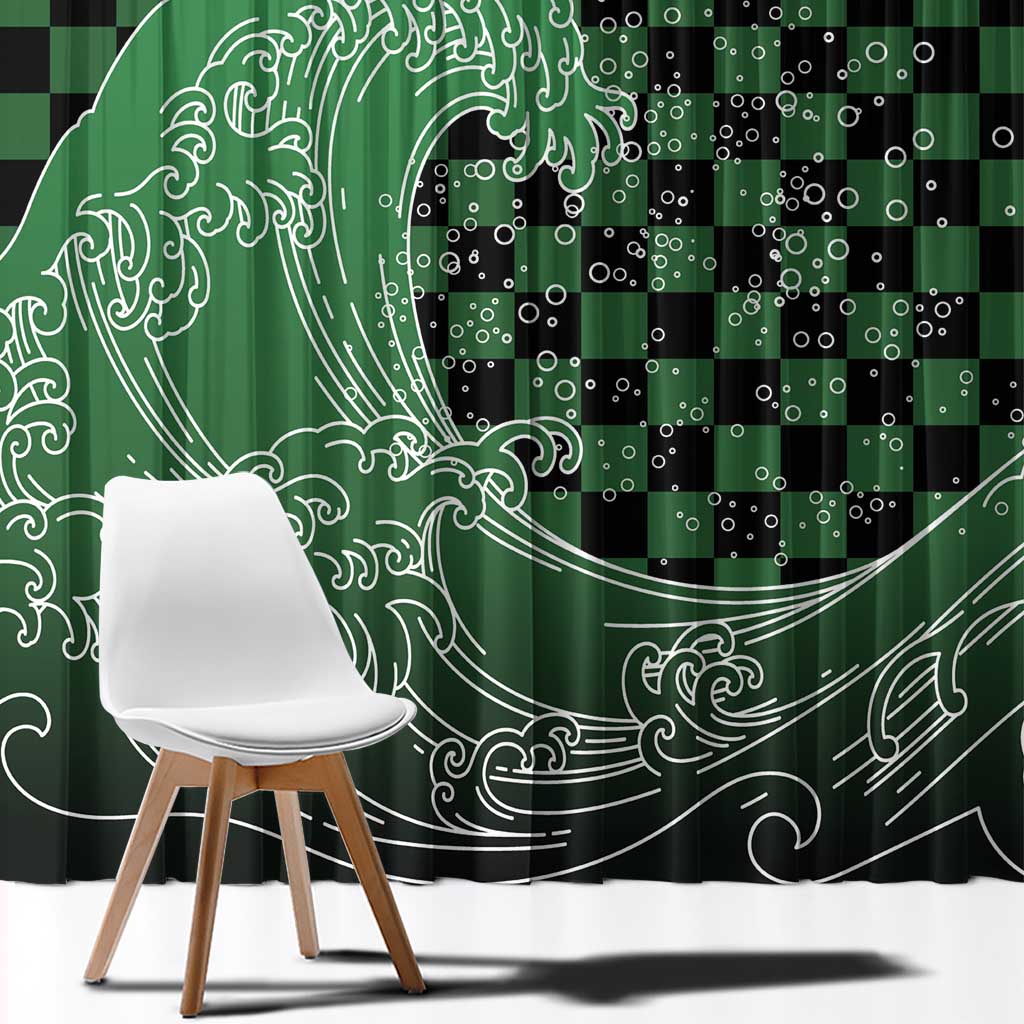 Japanese Asanoha Pattern Window Curtain Water Breathing Slayer Dragon - Polynesian Pride