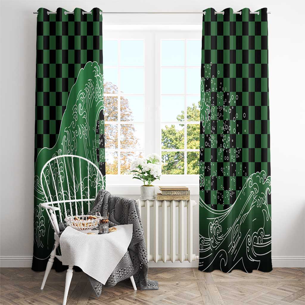 Japanese Asanoha Pattern Window Curtain Water Breathing Slayer Dragon - Polynesian Pride
