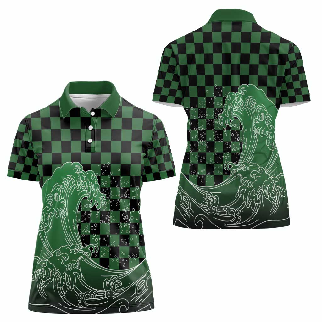 Japanese Asanoha Pattern Women Polo Shirt Water Breathing Slayer Dragon - Polynesian Pride