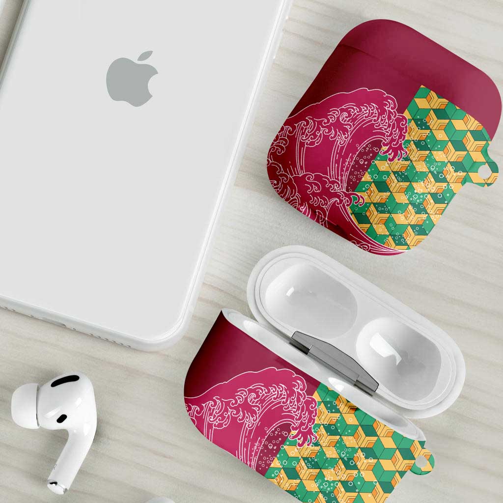 Japanese Bishamon-Kikkou Pattern AirPods Case Water Pillar Silent River Flow - Polynesian Pride