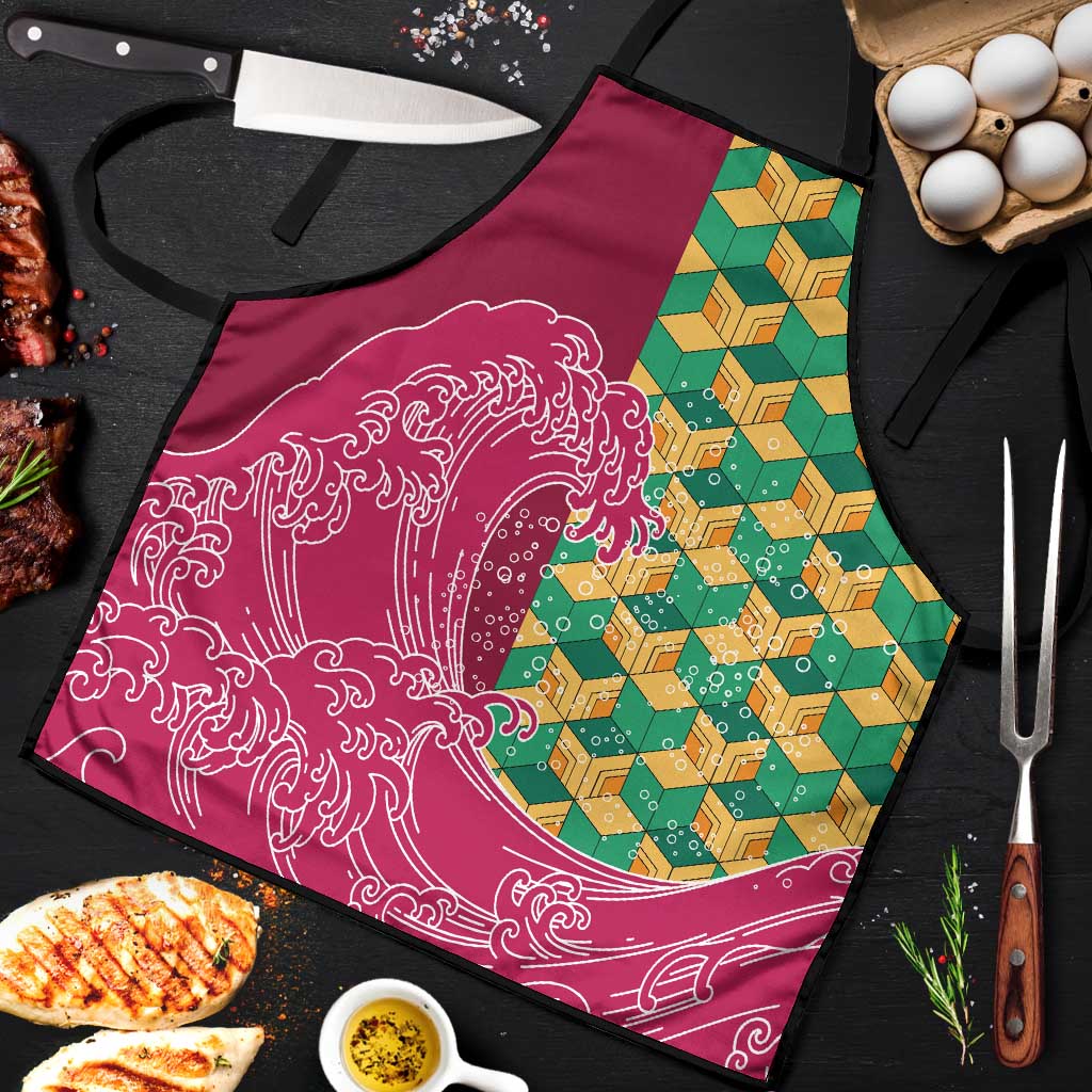 Japanese Bishamon-Kikkou Pattern Apron Water Pillar Silent River Flow - Polynesian Pride