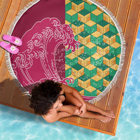 Japanese Bishamon-Kikkou Pattern Beach Blanket Water Pillar Silent River Flow - Polynesian Pride