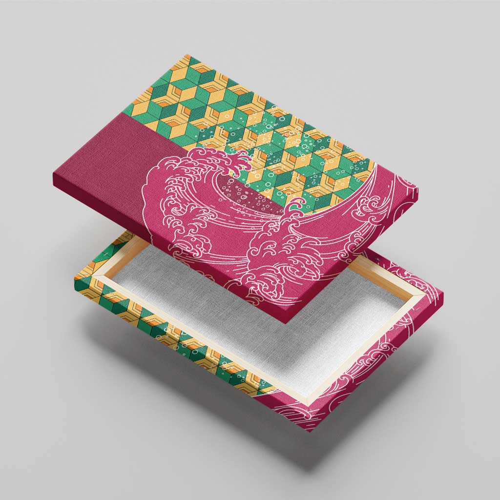 Japanese Bishamon-Kikkou Pattern Canvas Wall Art Water Pillar Silent River Flow - Polynesian Pride