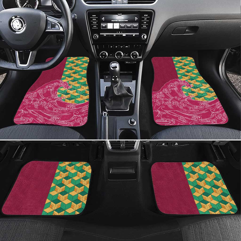 Japanese Bishamon-Kikkou Pattern Car Mats Water Pillar Silent River Flow - Polynesian Pride