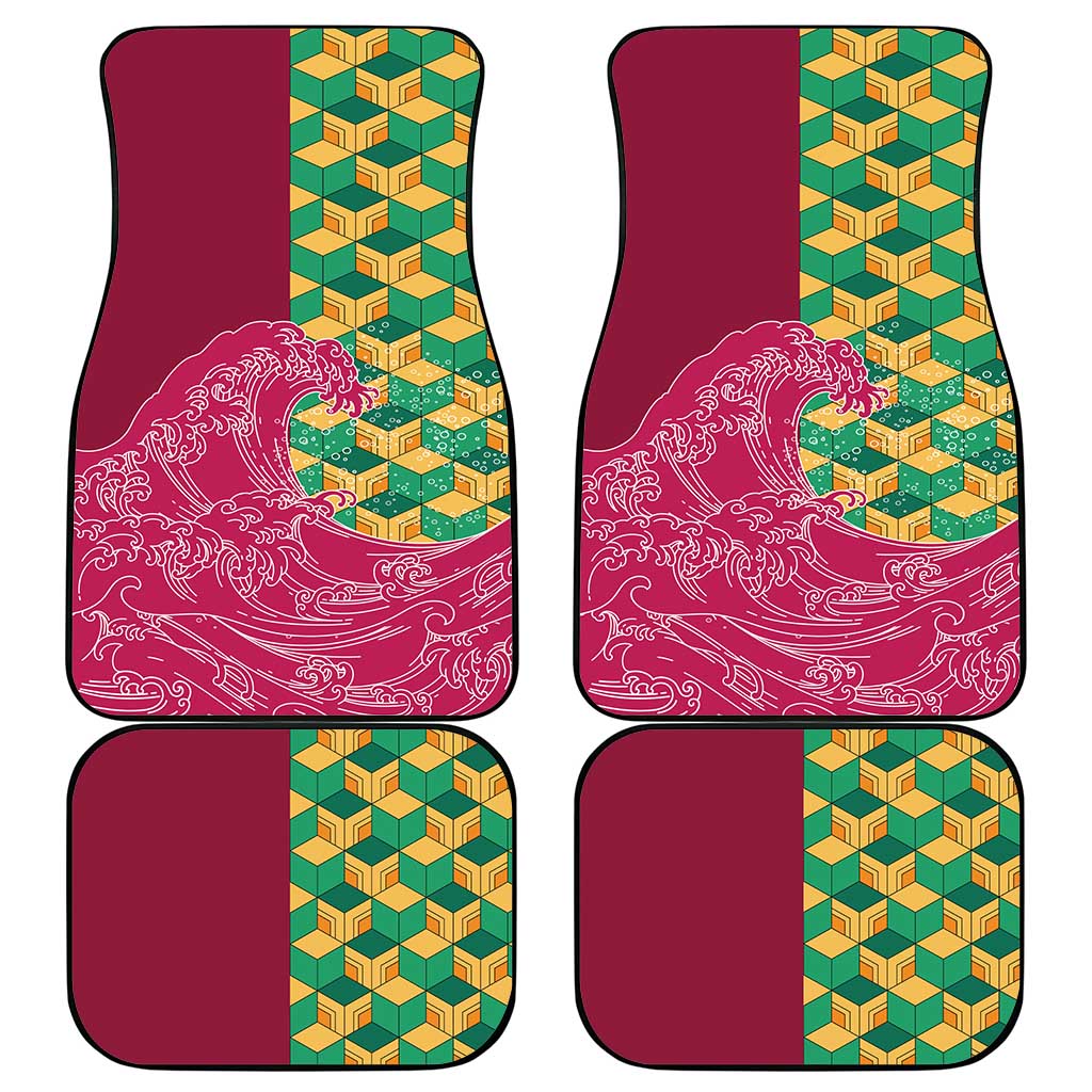 Japanese Bishamon-Kikkou Pattern Car Mats Water Pillar Silent River Flow - Polynesian Pride