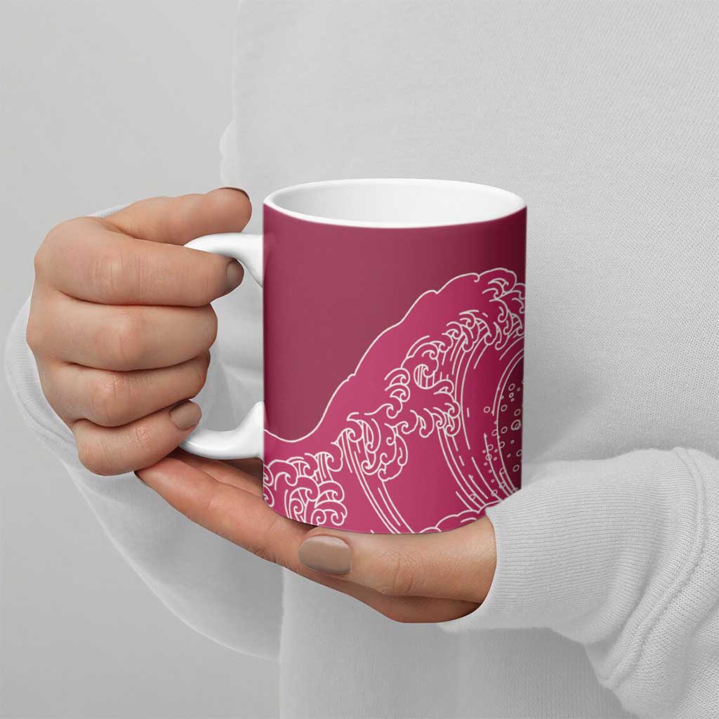 Japanese Bishamon-Kikkou Pattern Ceramic Mug Water Pillar Silent River Flow - Polynesian Pride