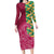 Japanese Bishamon-Kikkou Pattern Family Matching Long Sleeve Bodycon Dress and Hawaiian Shirt Water Pillar Silent River Flow - Polynesian Pride