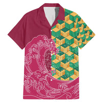 Japanese Bishamon-Kikkou Pattern Family Matching Mermaid Dress and Hawaiian Shirt Water Pillar Silent River Flow - Polynesian Pride