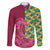 Japanese Bishamon-Kikkou Pattern Family Matching Off The Shoulder Long Sleeve Dress and Hawaiian Shirt Water Pillar Silent River Flow - Polynesian Pride
