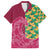 Japanese Bishamon-Kikkou Pattern Family Matching Off Shoulder Short Dress and Hawaiian Shirt Water Pillar Silent River Flow - Polynesian Pride