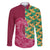 Japanese Bishamon-Kikkou Pattern Family Matching Off Shoulder Short Dress and Hawaiian Shirt Water Pillar Silent River Flow - Polynesian Pride