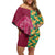 Japanese Bishamon-Kikkou Pattern Family Matching Off Shoulder Short Dress and Hawaiian Shirt Water Pillar Silent River Flow - Polynesian Pride