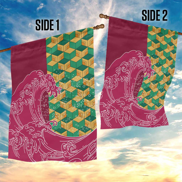 Japanese Bishamon-Kikkou Pattern Garden Flag Water Pillar Silent River ...