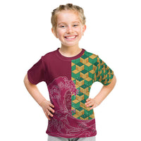 Japanese Bishamon-Kikkou Pattern Kid T Shirt Water Pillar Silent River Flow - Polynesian Pride
