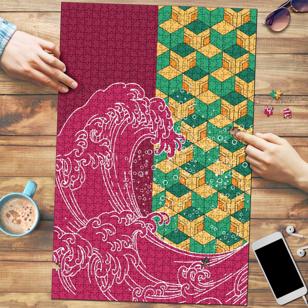 Japanese Bishamon-Kikkou Pattern Puzzle Water Pillar Silent River Flow - Polynesian Pride
