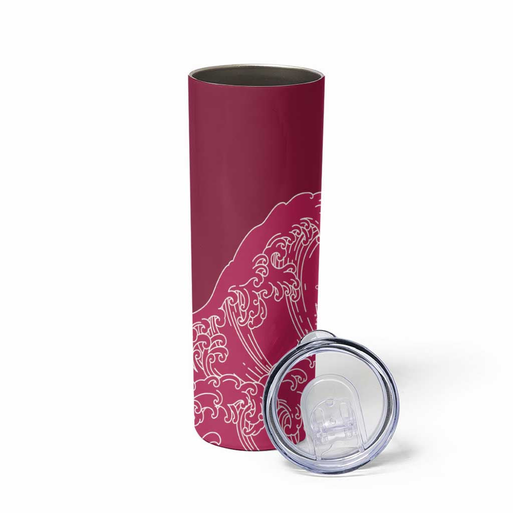 Japanese Bishamon-Kikkou Pattern Skinny Tumbler Water Pillar Silent River Flow - Polynesian Pride