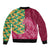 Japanese Bishamon-Kikkou Pattern Sleeve Zip Bomber Jacket Water Pillar Silent River Flow - Polynesian Pride