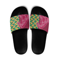 Japanese Bishamon-Kikkou Pattern Slide Sandals Water Pillar Silent River Flow LT9 Burgundy - Polynesian Pride