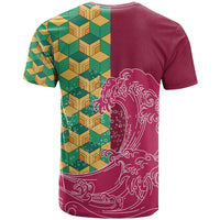 Japanese Bishamon-Kikkou Pattern T Shirt Water Pillar Silent River Flow - Polynesian Pride