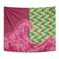 Japanese Bishamon-Kikkou Pattern Tapestry Water Pillar Silent River Flow - Polynesian Pride