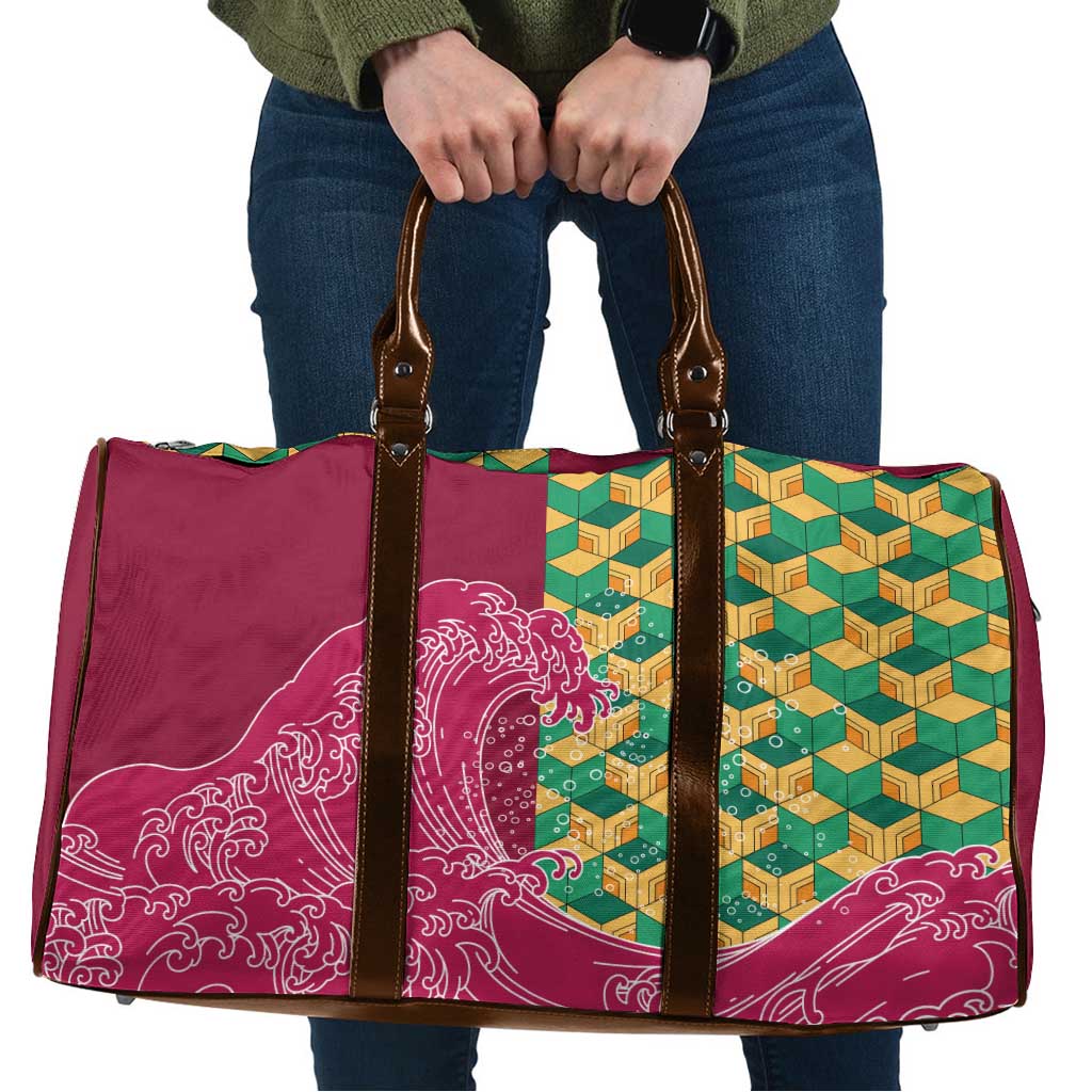 Japanese Bishamon-Kikkou Pattern Travel Bag Water Pillar Silent River Flow - Polynesian Pride