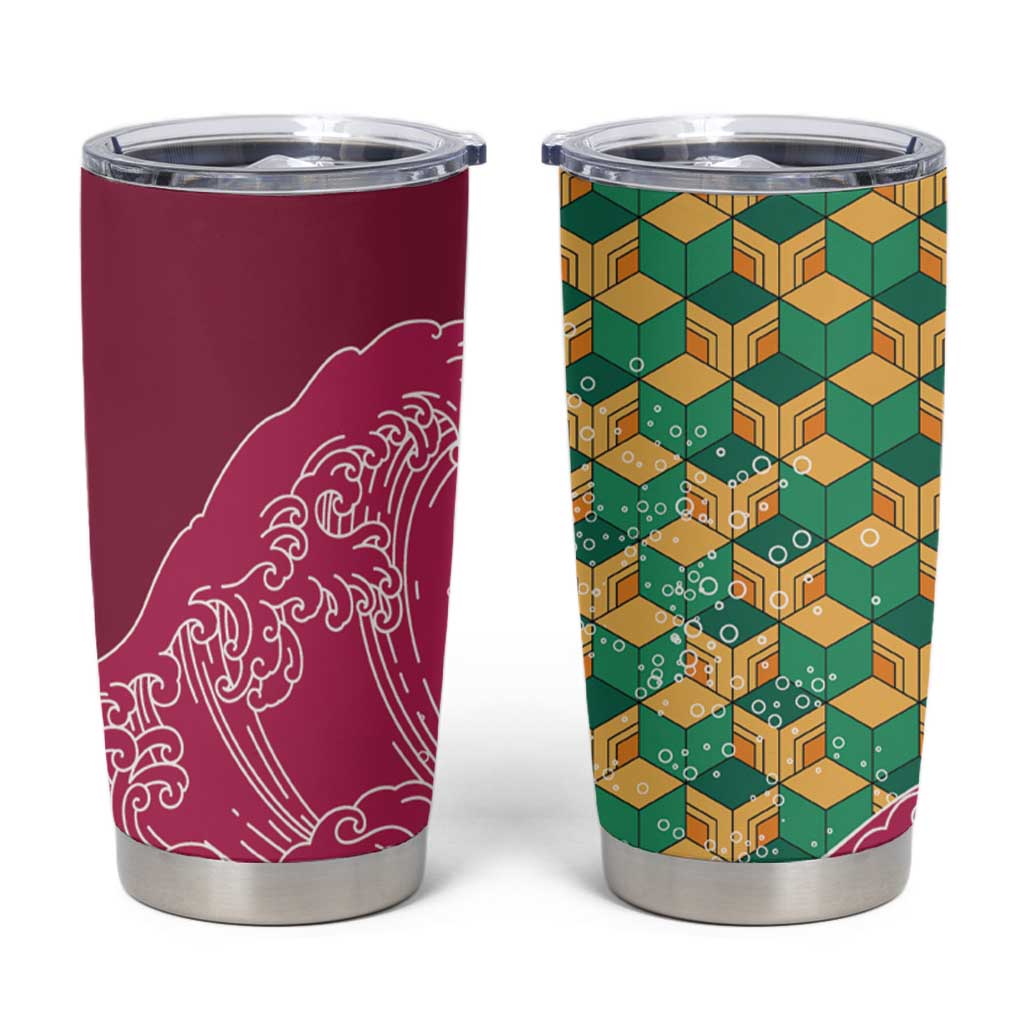 Japanese Bishamon-Kikkou Pattern Tumbler Cup Water Pillar Silent River Flow - Polynesian Pride