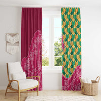Japanese Bishamon-Kikkou Pattern Window Curtain Water Pillar Silent River Flow - Polynesian Pride