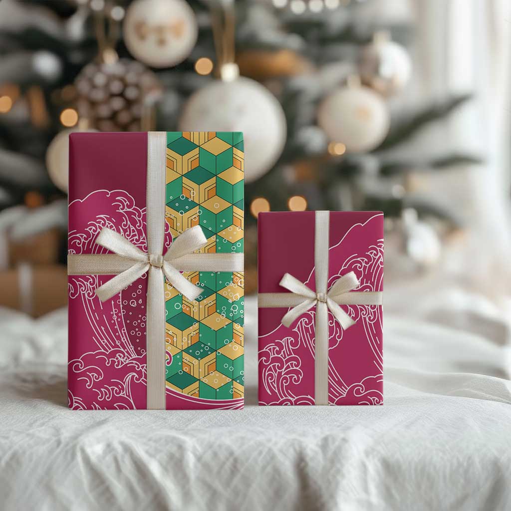 Japanese Bishamon-Kikkou Pattern Wrapping Paper Water Pillar Silent River Flow - Polynesian Pride