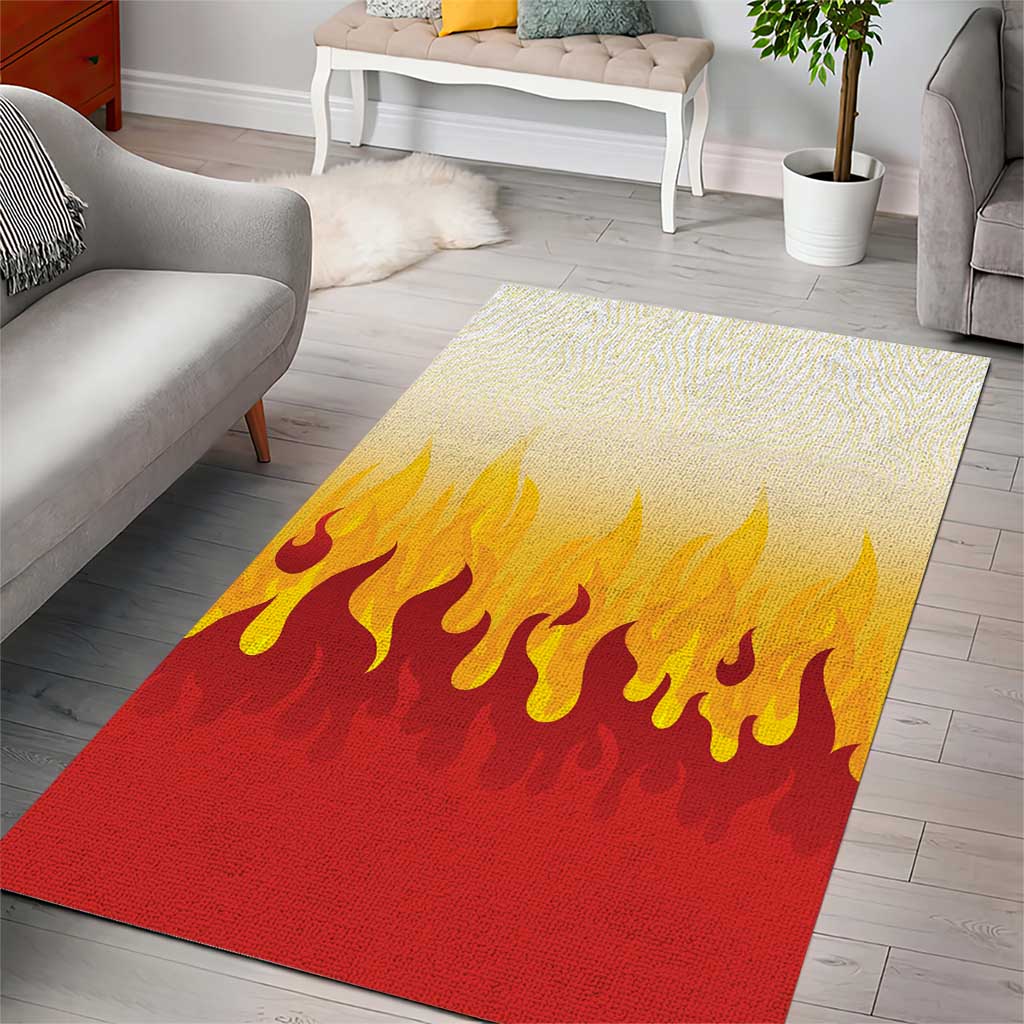 Japanese Kaen Pattern Area Rug Flame Pillar Blazing Lion Heart - Polynesian Pride