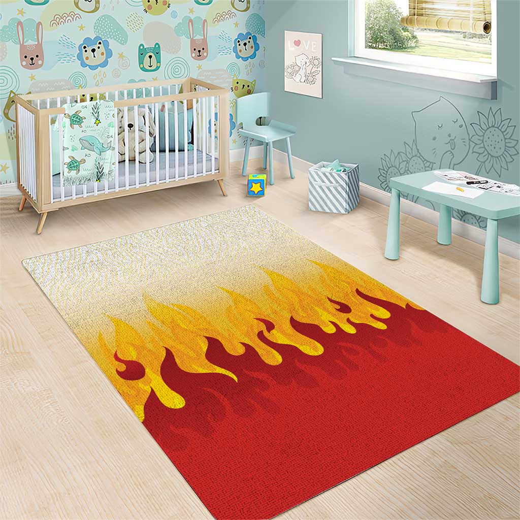 Japanese Kaen Pattern Area Rug Flame Pillar Blazing Lion Heart - Polynesian Pride