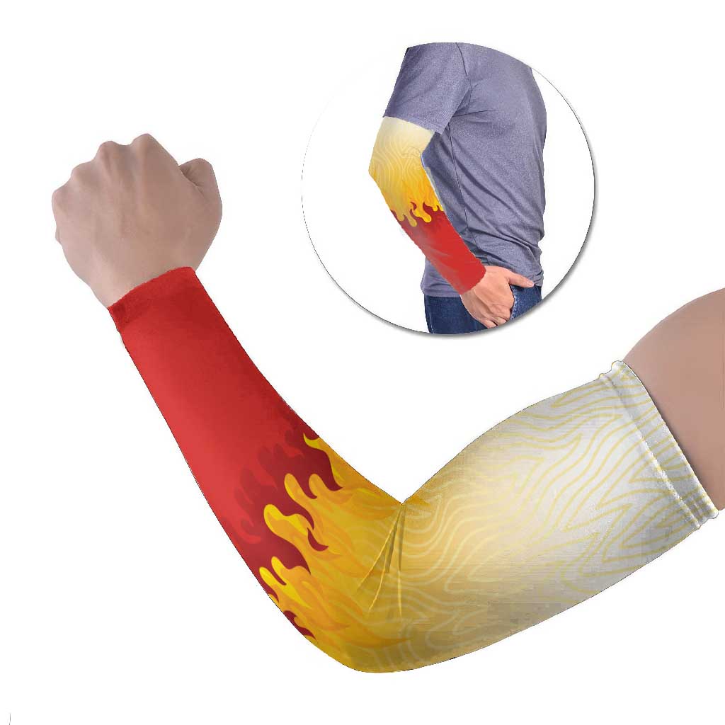 Japanese Kaen Pattern Arm Sleeves Flame Pillar Blazing Lion Heart LT9 Set of 2 Red - Polynesian Pride