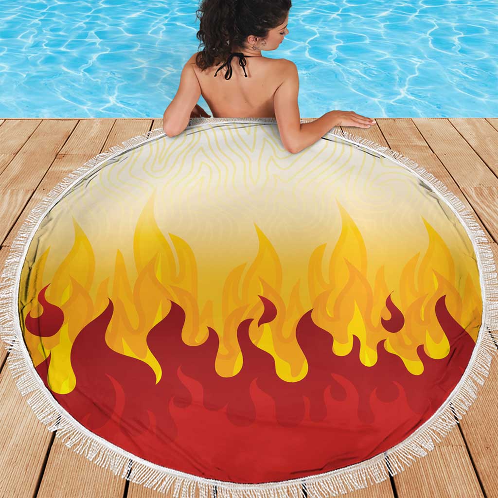 Japanese Kaen Pattern Beach Blanket Flame Pillar Blazing Lion Heart - Polynesian Pride