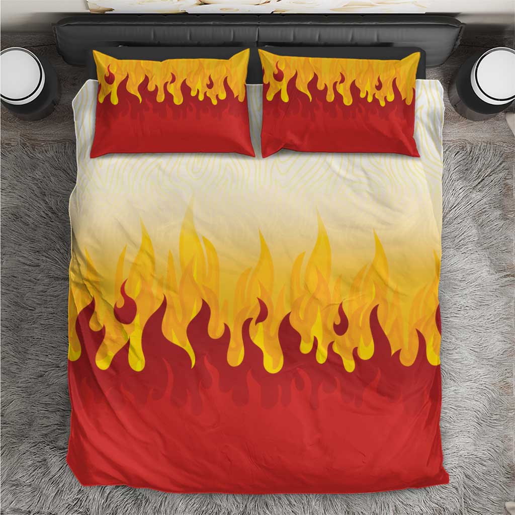 Japanese Kaen Pattern Bedding Set Flame Pillar Blazing Lion Heart LT9 Red - Polynesian Pride