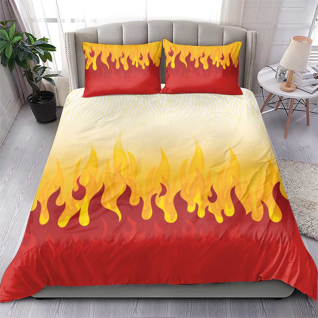 Japanese Kaen Pattern Bedding Set Flame Pillar Blazing Lion Heart - Polynesian Pride