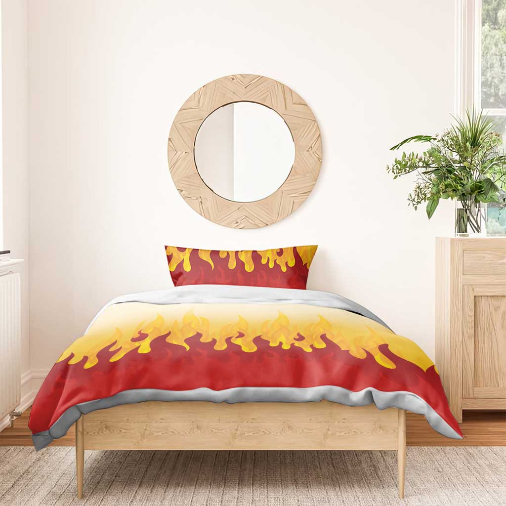 Japanese Kaen Pattern Bedding Set Flame Pillar Blazing Lion Heart - Polynesian Pride