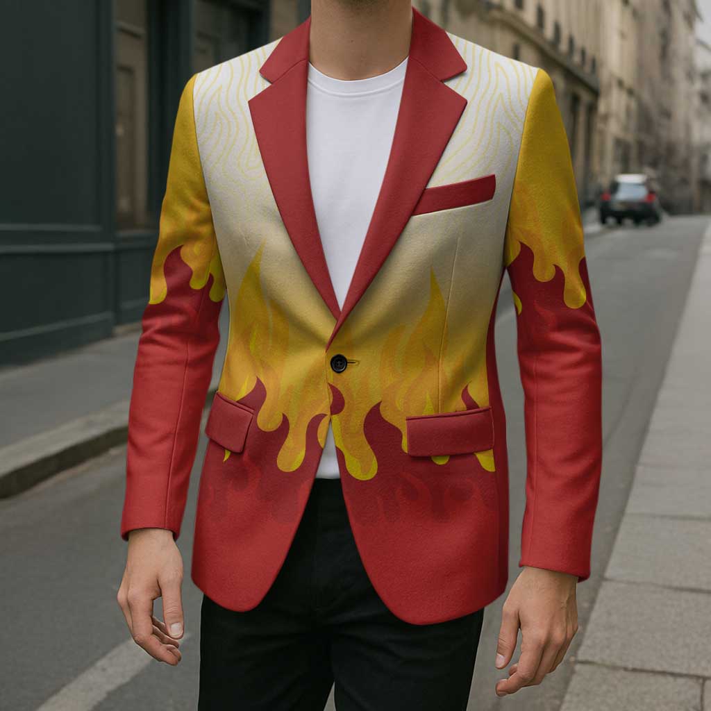 Japanese Kaen Pattern Blazer Flame Pillar Blazing Lion Heart - Polynesian Pride