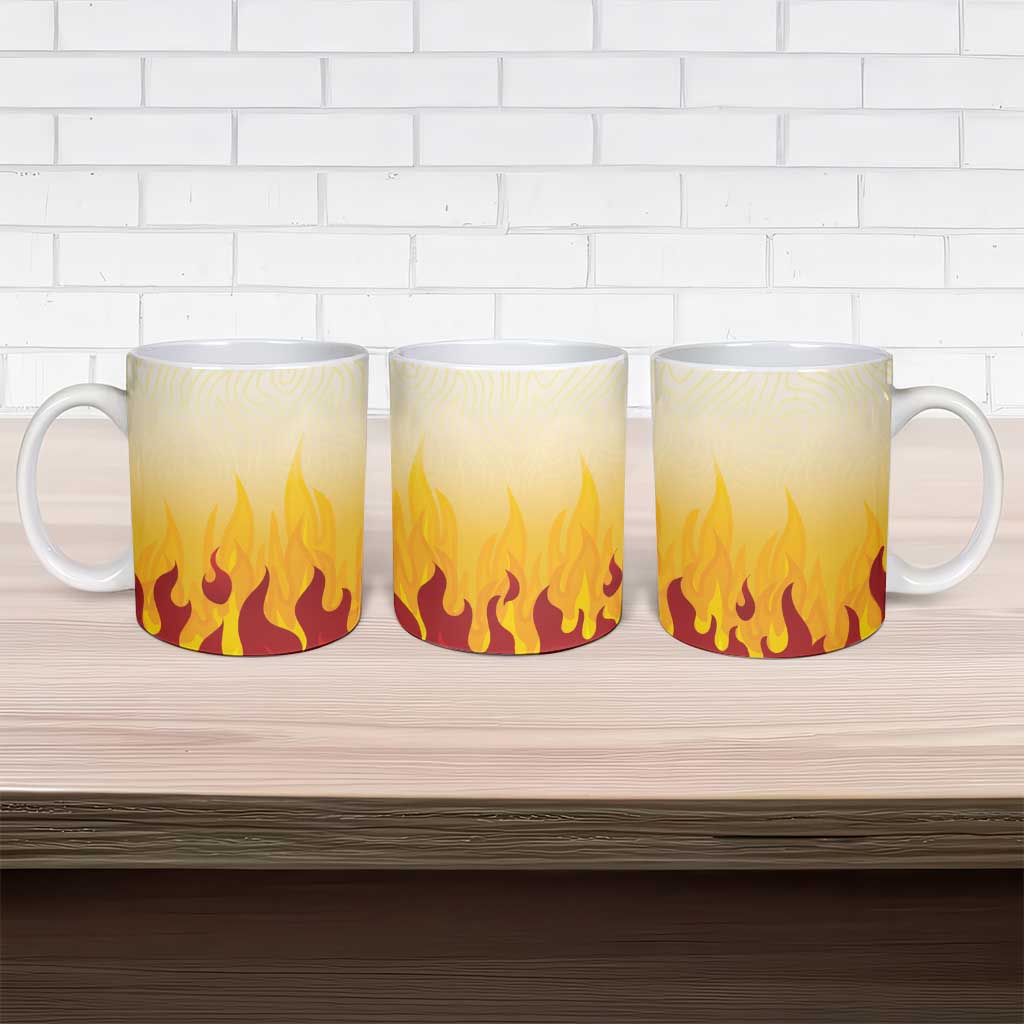 Japanese Kaen Pattern Ceramic Mug Flame Pillar Blazing Lion Heart - Polynesian Pride