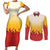 Japanese Kaen Pattern Couples Matching Short Sleeve Bodycon Dress and Long Sleeve Button Shirt Flame Pillar Blazing Lion Heart - Polynesian Pride