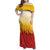 Japanese Kaen Pattern Family Matching Off Shoulder Maxi Dress and Hawaiian Shirt Flame Pillar Blazing Lion Heart - Polynesian Pride